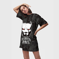 Футболка женская длинная Белый питбуль - иду против правил, цвет: 3D-принт — фото 2