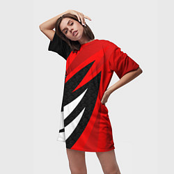 Футболка женская длинная Митсубиси - красный спорт, цвет: 3D-принт — фото 2