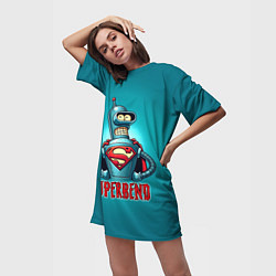 Футболка женская длинная Bender superman - collaboration, цвет: 3D-принт — фото 2