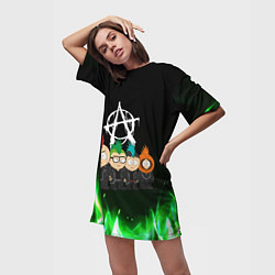 Футболка женская длинная Южный парк панки анархисты, цвет: 3D-принт — фото 2