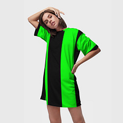 Футболка женская длинная Color black green, цвет: 3D-принт — фото 2