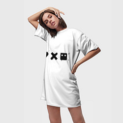 Футболка женская длинная Love death and robots - black and white, цвет: 3D-принт — фото 2