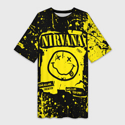 Футболка женская длинная Nirvana smile 1987, цвет: 3D-принт