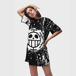 Футболка женская длинная Пираты сердца - лого, цвет: 3D-принт — фото 2