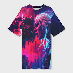 Футболка женская длинная Цири и чудовище, цвет: 3D-принт