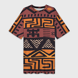 Футболка женская длинная Африканский узор, цвет: 3D-принт