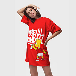 Футболка женская длинная Граффити Арсенал и Барт Симпсон, цвет: 3D-принт — фото 2