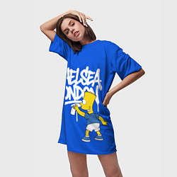 Футболка женская длинная Граффити Челси и Барт Симпсон, цвет: 3D-принт — фото 2