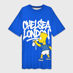 Футболка женская длинная Граффити Челси и Барт Симпсон, цвет: 3D-принт