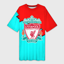 Футболка женская длинная Liverpool краски текстура штрихи, цвет: 3D-принт