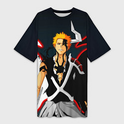Футболка женская длинная Ичиго Куросаки Блич, цвет: 3D-принт