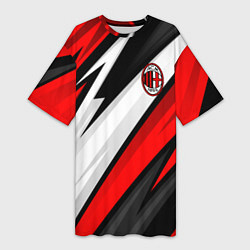 Футболка женская длинная ФК Милан - абстракция, цвет: 3D-принт