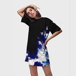 Футболка женская длинная Синее пламя, цвет: 3D-принт — фото 2