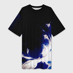 Футболка женская длинная Синее пламя, цвет: 3D-принт