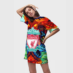 Футболка женская длинная Ливерпуль монстр, цвет: 3D-принт — фото 2