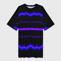 Футболка женская длинная Color multicoloured neon stripes, цвет: 3D-принт