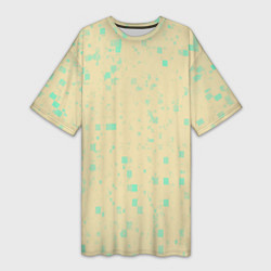 Футболка женская длинная Color beige turquoise, цвет: 3D-принт