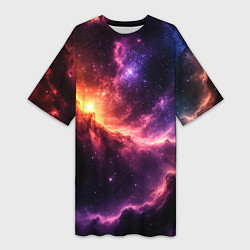 Футболка женская длинная Фантастические космические туманы, цвет: 3D-принт