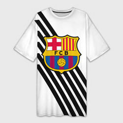 Женская длинная футболка Barcelona черно белые полосы