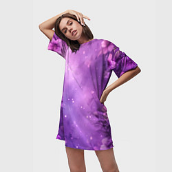 Футболка женская длинная Волшебные цветы в фиолетовой дымке, цвет: 3D-принт — фото 2