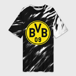 Футболка женская длинная Borussia штрихи красок текстура, цвет: 3D-принт