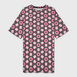 Футболка женская длинная Абстрактная розовая текстура, цвет: 3D-принт