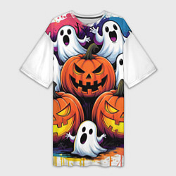 Футболка женская длинная Happy Halloween 25, цвет: 3D-принт