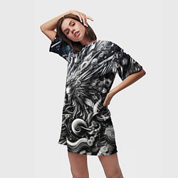 Футболка женская длинная Abstraction cyber pattern - ai art fantasy, цвет: 3D-принт — фото 2