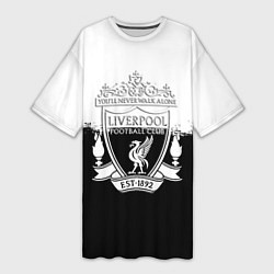 Женская длинная футболка Liverpool краски черно белые