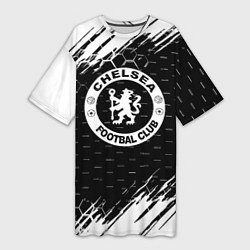 Женская длинная футболка Chelsea штрихи красок текстура