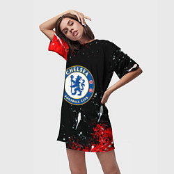 Футболка женская длинная Chelsea брызги красок текстура, цвет: 3D-принт — фото 2