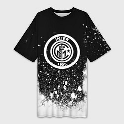 Футболка женская длинная Inter белый всплеск краско, цвет: 3D-принт
