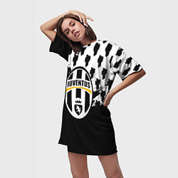 Футболка женская длинная Juventus logo краски, цвет: 3D-принт — фото 2