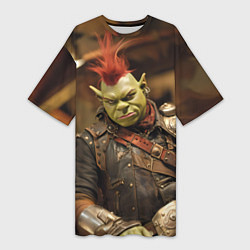 Футболка женская длинная Шрек панк в человеческом облике, цвет: 3D-принт