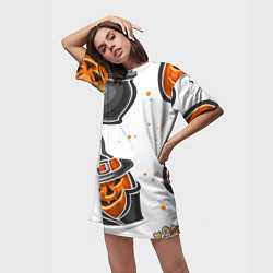 Футболка женская длинная Candy halloween, цвет: 3D-принт — фото 2