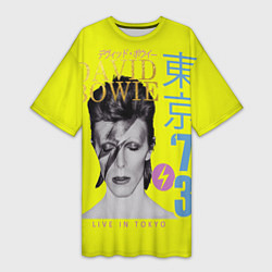 Футболка женская длинная David Bowie 1973, цвет: 3D-принт