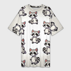 Футболка женская длинная Много енотов, цвет: 3D-принт