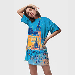 Футболка женская длинная Московские новогодние каникулы, цвет: 3D-принт — фото 2