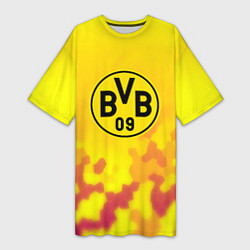 Футболка женская длинная Borussia камуфляж желтый текстура, цвет: 3D-принт