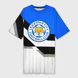 Футболка женская длинная Лестер сити геометрия полосы, цвет: 3D-принт