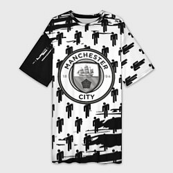 Женская длинная футболка Манчестер сити краски люди