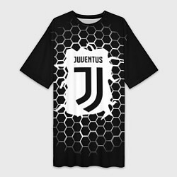 Футболка женская длинная Juventus соты текстура краски, цвет: 3D-принт