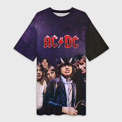 Футболка женская длинная AC/DC, цвет: 3D-принт