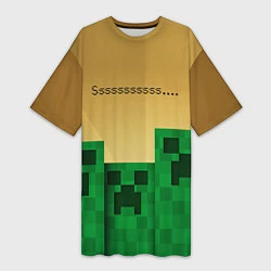 Женская длинная футболка Minecraft Sssss