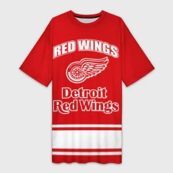 Футболка женская длинная Detroit red wings, цвет: 3D-принт