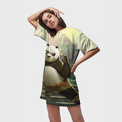 Футболка женская длинная Кунг фу панда, цвет: 3D-принт — фото 2