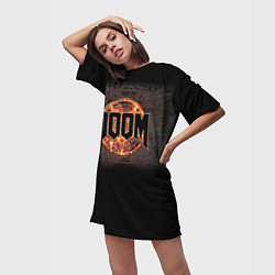 Футболка женская длинная DOOM Fire, цвет: 3D-принт — фото 2