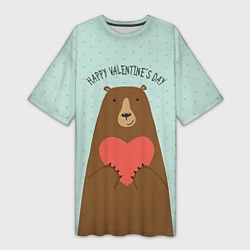 Женская длинная футболка Медведь с сердцем