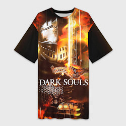 Футболка женская длинная Dark Souls War, цвет: 3D-принт