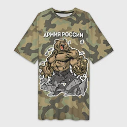 Женская длинная футболка Армия России: ярость медведя